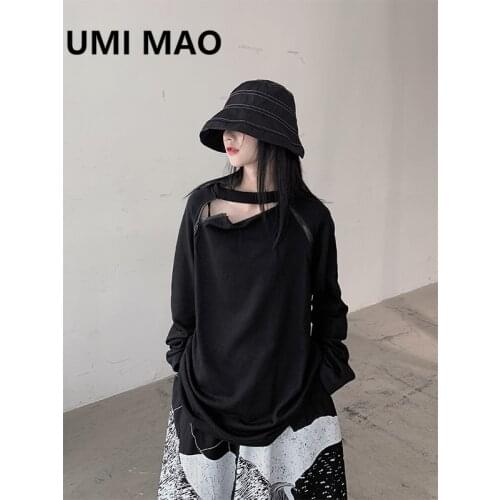 UMI MAO Dark Yamamoto Style Niche Self-made Double Zipper Design Long-sleeved Pullover Sweater Gothic Y2K Streetwear Women