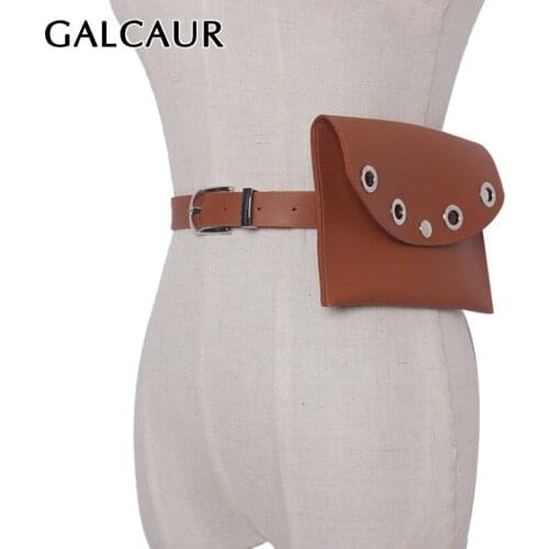 GALCAUR hollow out PU Leather Womens Waist Belt Detachable Small Bag Wide Belt Female Fashion Tide 2020 Vintage Accessories New