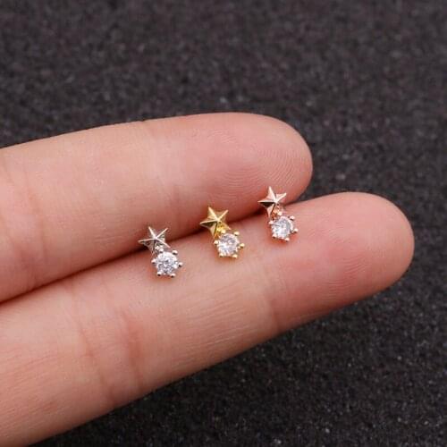 Star Cz Ear Studs Helix Piercing Cartilage Earring Conch Rook Tragus Stud Ear Piercing Jewelry
