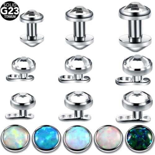 10pcs/lot G23 Titanium Micro Dermal Anchor Top Set with Base Dermal Piercing Hide in Skin Dermal Rings Piercings Body Jewelry