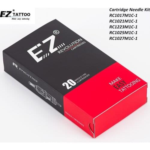 100 pcs Assorted EZ Revolution Cartridge Tattoo Needles Kit Curved Magnum Tattoo Needles for Cartridge Tattoo Machine Grips