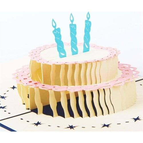 100pcs High-quality birthday card 3D Pop Up Card Happy Birthay Greeting Baby Gift Happy Creative postcard home decor