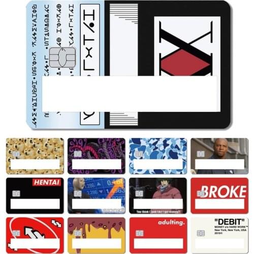 2021 Car Henta Adulting Broke Stonks Cake 3M PVC Window Sticker Case Film Tape Skin for Big Small Chip Credit Debit Card