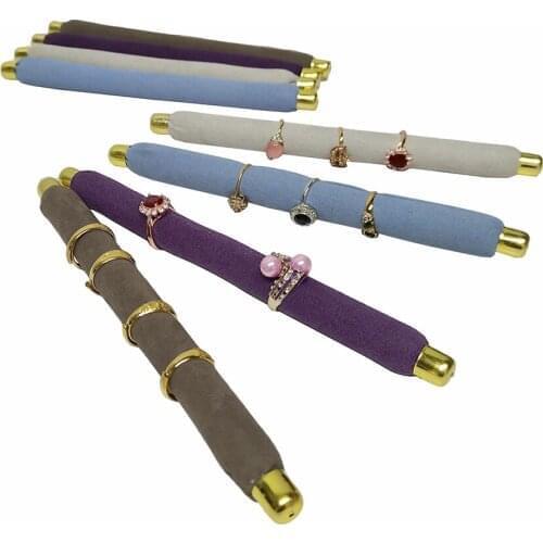 21cm 4colours Microfiber Fluffy Sponge Stick Ring Holder Jewelry Organizer Stand Jewellery Bar Rack Exhibition Showcase Stand