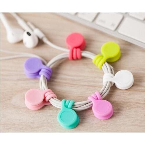 60PCS/lot Magnet coil winder mobile phone headset type headset bobbin winder hubs cord holder Cable Wire Organizer