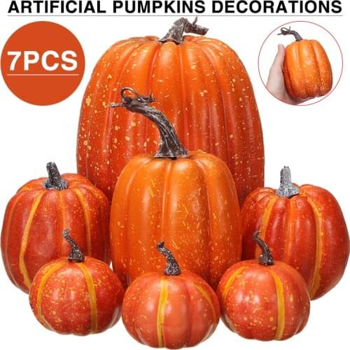 7pcs Halloween Simulation Pumpkin Model Decorations Foam Fake Pumpkins Decoration Artificial Food Home Festival Vegetable Decor