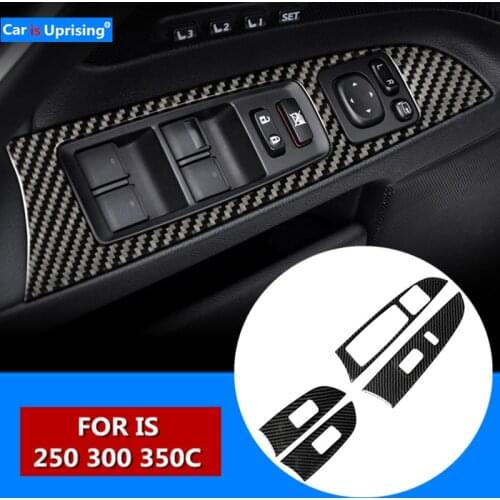 Carbon Fiber Car Accessories Interior Window Lift Panel Decoration Decals Protective Cover Trim Sticker For Lexus IS 250 300 350