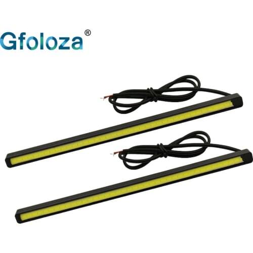 Gfoloza Car DRL Driving Daytime Running Light 20CM LED COB Auto Fog Working Lights White Waterproof Ultra Slim LED Strip Lamps