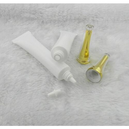 100pcs 30 ml white plastic tube with golden acrylic horn cap ,BB Cream liquid foundation 30ml cosmetics packaging empty bottles
