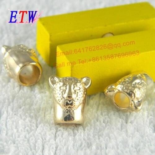 Free shipping Fashion Alloy Cord End,Double leopard head DIY good Plating 50pcs/lot Jewelry Findings Accessories
