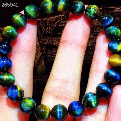 Genuine Natural Blue Pietersite Women Men Gemstone Bracelet 9mm Round Beads Namibia Chatoyant Cat Eye Pietersite Rare AAAAA