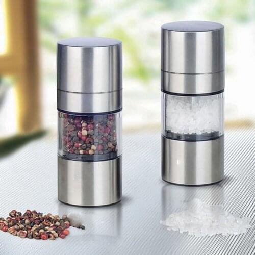 Household Manual Stainless Steel Salt Pepper Mill Grinder Muller Food Herb Grinders Spice Plastic Bottles Kitchen Gadgets Tool
