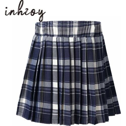 Kids Girls Pleated Plaid Skirt Japanese School Uniform Student Cosplay Costume Teen Girls JK Uniform Skirt With Built-in Shorts