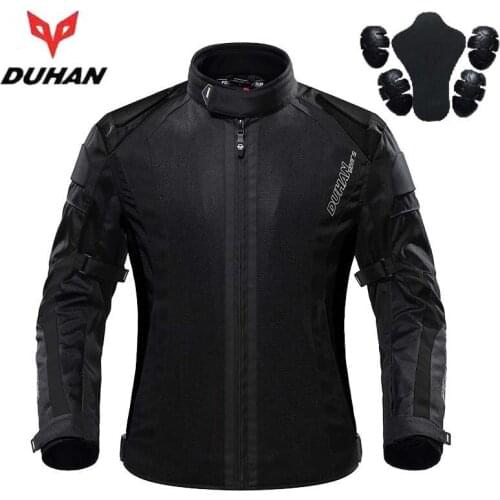 DUHAN Summer Motorcycle Jacket Men Breathable Mesh Protective Motorcycle Suit Motorbike Racing Jackets with CE protector