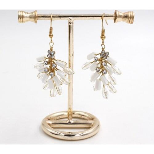 Handmade Wedding Bridal Earrings Creative Rhinestone Ear Hook with Magnetic Beads for Traveling Studio Perform Photo Prop E008