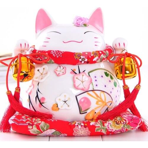 Crafts Arts Home decoration Lucky Cat ornaments large Japanese ceramic piggy piggy bank opened the big youth creative gifts