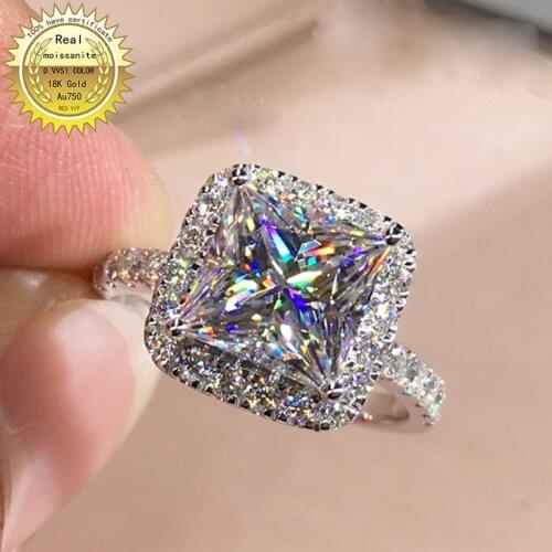 Solid 18K Gold 1ct Moissanite Diamond Ring D color VVS With national certificate 045