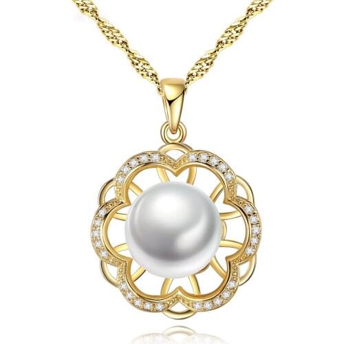 MetJakt S925 Sterling Silver Electroplated 18K Real Gold Freshwater Pearl Fashion All-match Womens Necklace