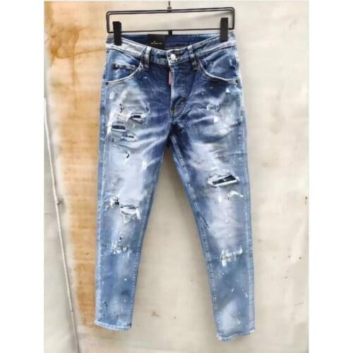 Men DSQ2 Jeans Pencil Pants Motorcycle Party Casual Trousers Street Clothing 2021 Denim Man Clothin 893
