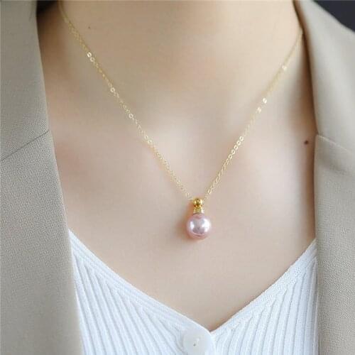 Natural Sea Shell Pearl Perfume Bottle Pendant Necklaces Round Shell Mother of Pearl Essential Oil Diffuser Necklace Jewelry