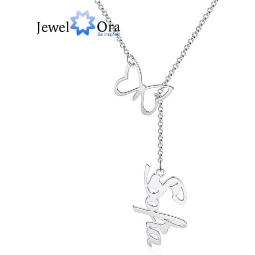 JewelOra 925 Sterling Silver Butterfly Custom Name Necklace Personalized Y-Shaped Nameplate Pendant Fine Jewelry Mother Day Gift