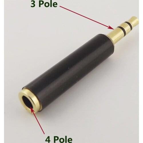 1pcs 3.5mm Stereo 3 Pole Male to 1/8" 4 Pole 3 Ring Female Audio Adapter Converter