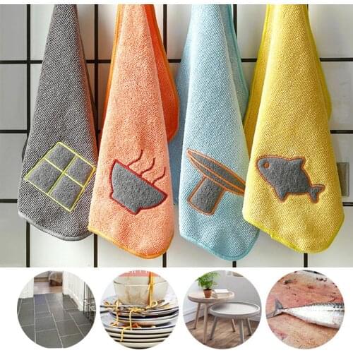 Thick Bowl Fish Absorbent Kitchen Dish Cleaning Water Drying Hanging Hand Towel Water Absorbent Fashion