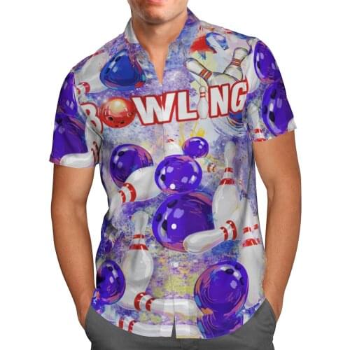 Bowling 3D Print Beach Hawaiian 2021 Summer Shirt Short Sleeve Shirt Sports Streetwear Oversized 5XL Camisa Social Chemise Homme