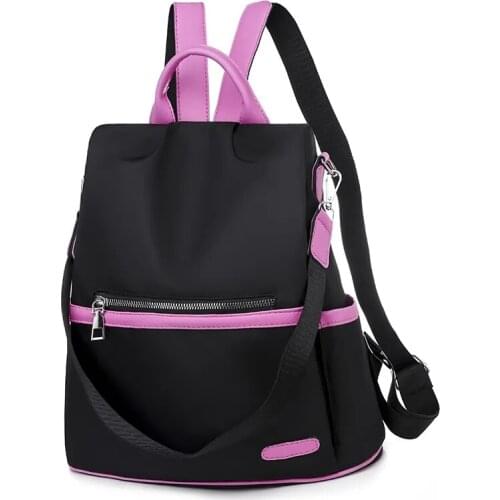 2021 Casual Oxford Backpack Women Black Waterproof Nylon School Bags for Teenage Girls High Quality Fashion Travel Tote Packbag
