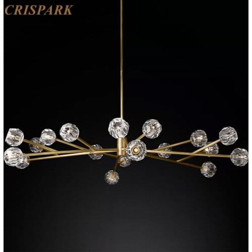 Vintage Crystal Branch Chandelier Light LED G9 Minimalist Brass Arms Hanging Lamp Art Deco Living Room Bedroom Kitchen Island