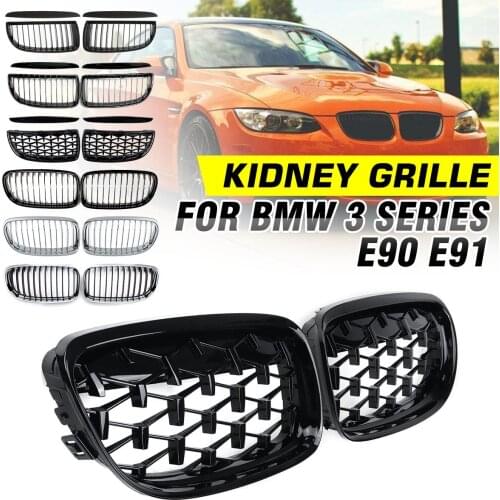 4Pcs/Pair Auto Front Bumper Kidney Grille Racing Grill + Upper Hood Eyelids For BMW 3 Series E90 E91 M3 2005 2006 2007 2008