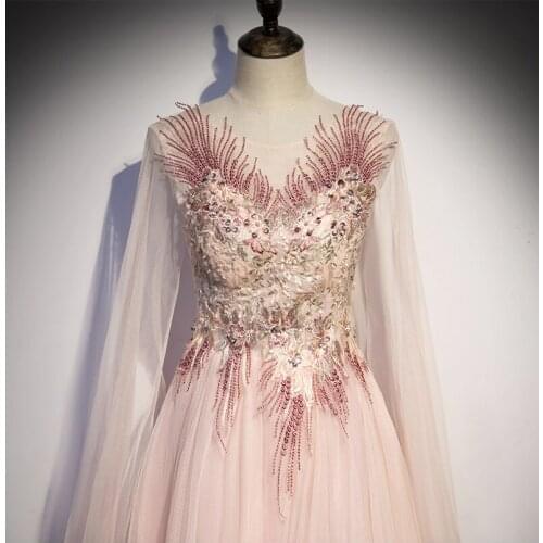 Luxury pink shoulder veil embroidery vintage ball gown france style royal princess Medieval Renaissance Victorian dress Belle