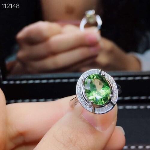 Natural and Real Peridot ring 925 sterling silver Wholesale Fine jewelry Gemstone 8*10mm