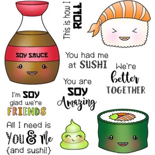 Sushi and sake Clear Stamps/seal for DIY Scrapbooking/Card Making/Photo Album Decoration Supplies