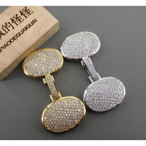 APDGG Cubic Zirconia Pave Jewelry Findings Oval Clasps For Pearl Bracelets Necklaces Making DIY Craft Accessories