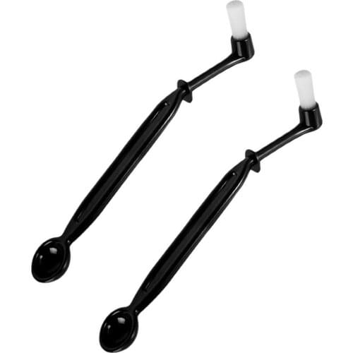 2PCS Coffee Machine Brush Plastic Handle Nylon Bristles Coffee Filter Head Washing Tool with Spoon