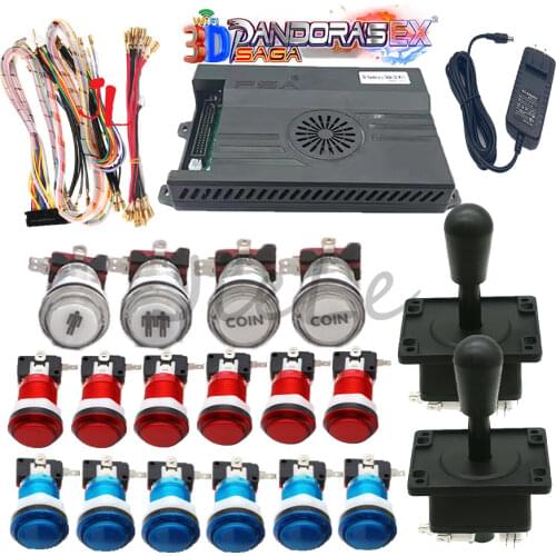 3D Pandora Saga EX 10000 In 1 DIY Kit Game Board HAPP Joystick Led Push Button Arcade Pandora Box Cabinet for 2 Playes Console