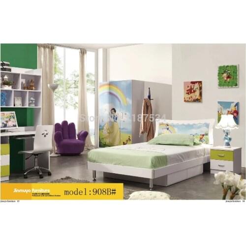 908B Bedroom home furniture bed wardrobe desk nightstand swivel chair hatstand hatrack furniture set