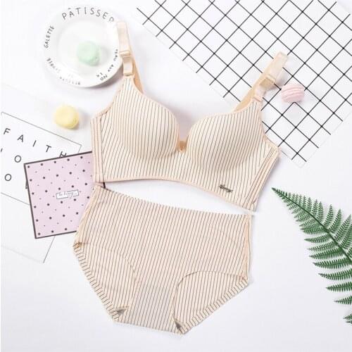 Brand high-end romantic temptation Bra set womens fashion striped underwear Push Up Lade bra and panties set