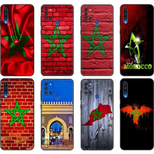 Black tpu Case For Samsung Galaxy A50 50S A30S A10 A01 A11 A21S A31 A41 A51 A71 M21 M30S S10 LITE Cover Moroccan Morocco flag