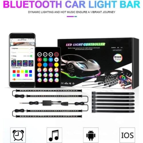 RGB LED Strip Light 48LED Strip APP Wireless Control Remote Control Bluetooth Car Interior Atmosphere Lights Support DIY