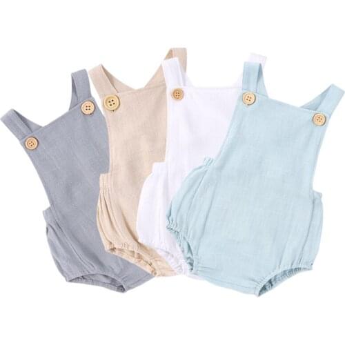 Childrens clothing 2020 summer new European and American style girls' clothing cotton and linen sling one-piece romper