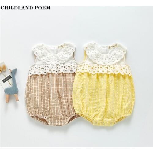Baby Romper Jumpsuit Summer Newborn Baby Girls Romper Clothes Sleeveless Lace Baby Sunsuit Girls Outfits Cotton Infant Playsuit