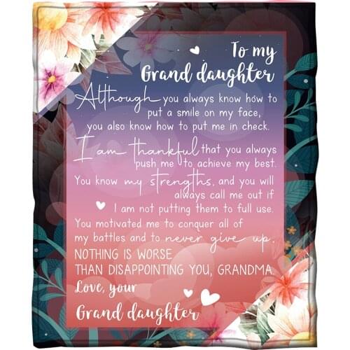 To My Granddaughter 3D Printed fleece blanket for Beds Hiking Picnic Thick Quilt Fashionable Bedspread Sherpa Throw Blanket 01