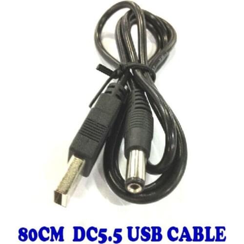 80CM USB to DC 5.5mm*2.1mm Power Converter Cable Cord for Samsung Xiaomi Andriod Phone 300pcs