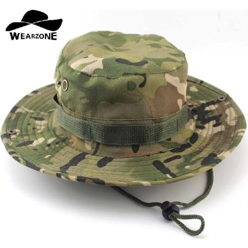 Camouflage Boonie Bucket Hats Camo Fisherman Hats With Wide Brim Sun Fishing Bucket Hat