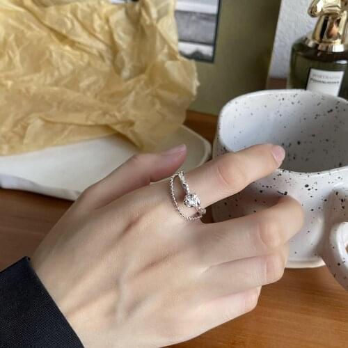 SHANICE S925 Sterling Silver Open Ring Round bead chain Opening Ring Gift For Women Wedding Adjustable Accessories Jewelry Gift