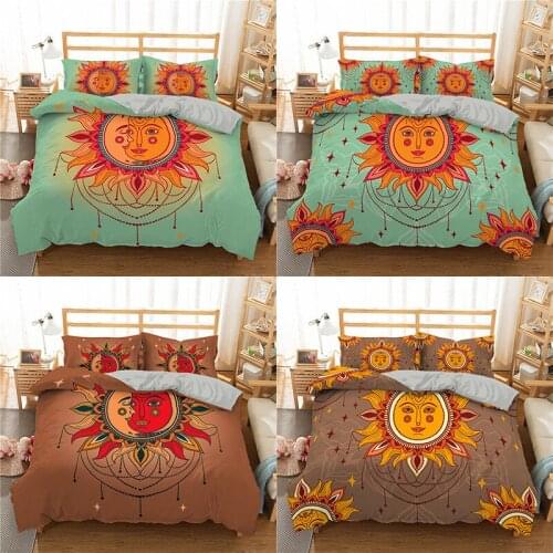 Moon and Sun Bedding Set 2/3Pcs Duvet Cover & Pillowcase(s) 3D Printed Quilt Cover Home Textile Gift