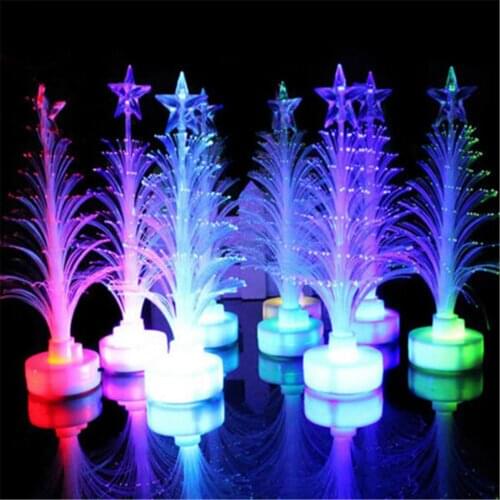 Colorful lamp Christmas tree fiber optic night light emitting flowers three-dimensional xmas party wedding decoration