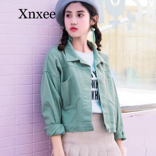 Women Basic Coats Summer Autumn Women Denim Jacket Black Denim Jacket Female Jeans Coat Casual Girls Outwear Laides Light Green